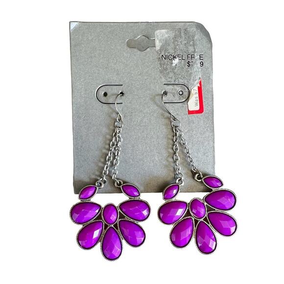 2012 Target bright purple dangle statement earrings - Picture 1 of 3